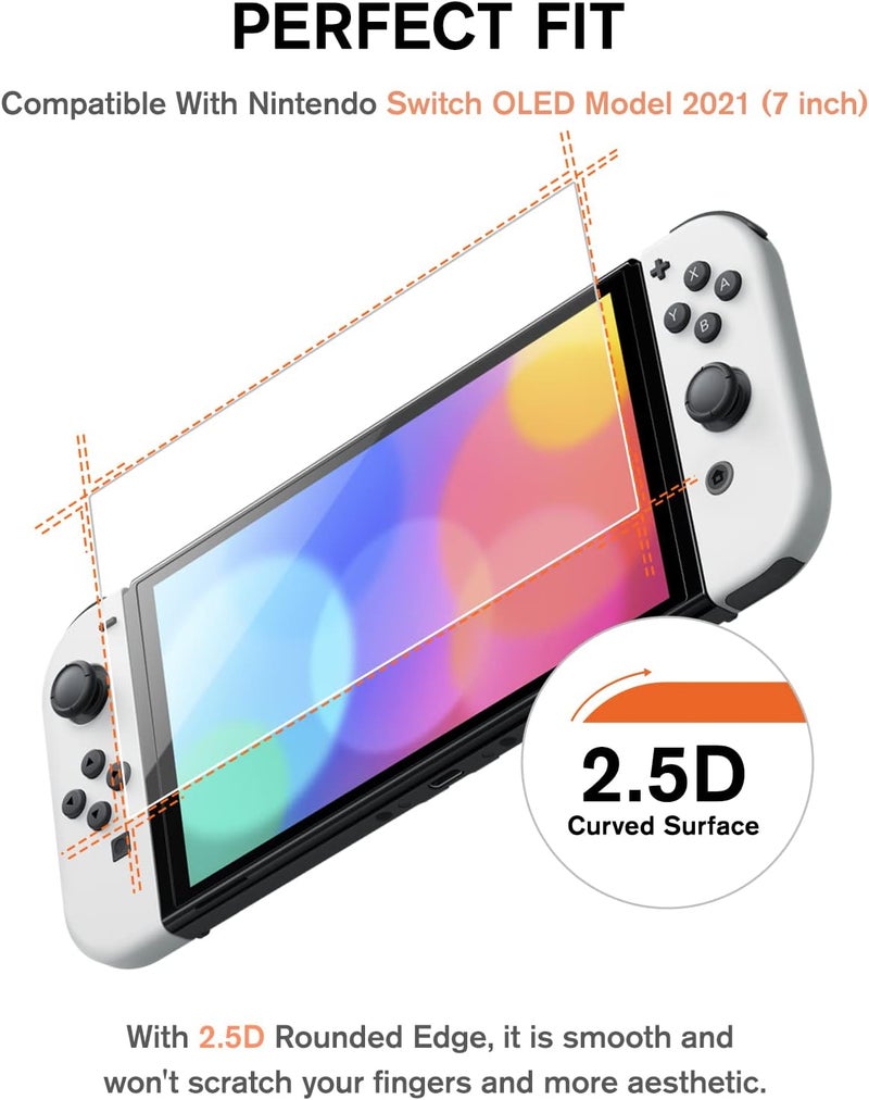 KCT Tempered Glass Screen Protector Compatible with Nintendo Switch OLED Model 2021, EZ Kit, Automatic Alignment - 2 Pack - Image 5